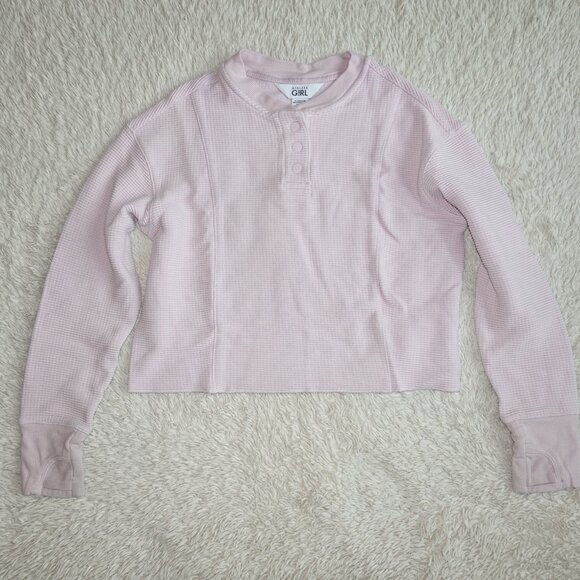 Girls Size Medium (8/10) Athleta Girl Settle In Waffle Sweatshirt - Daisy Purple - Picture 7 of 10